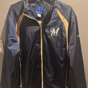 Reebok Men's MLB Milwaukee Brewers Zip up Large